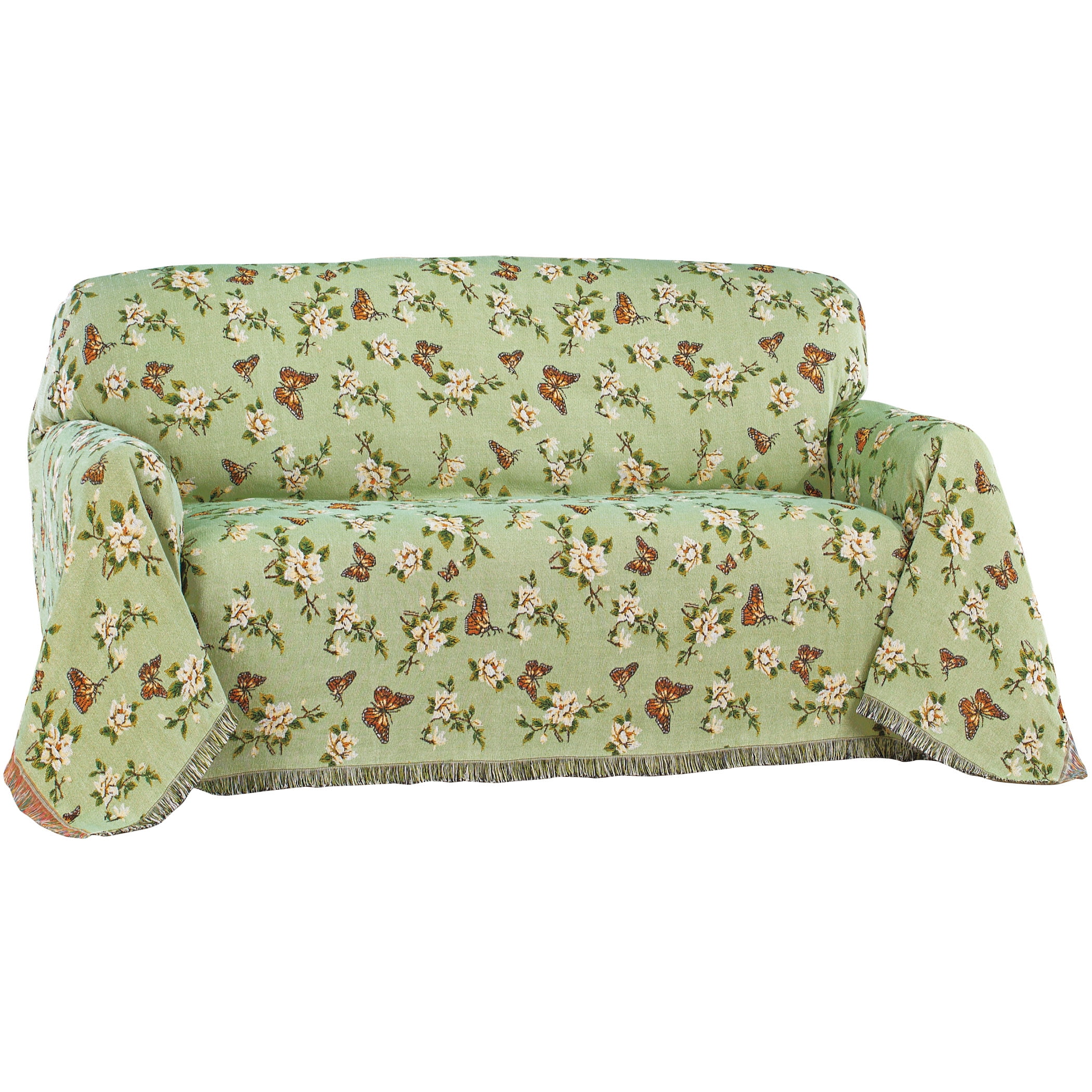 Floral Butterfly Tapestry Throw Protective Furniture Cover, Sage Green