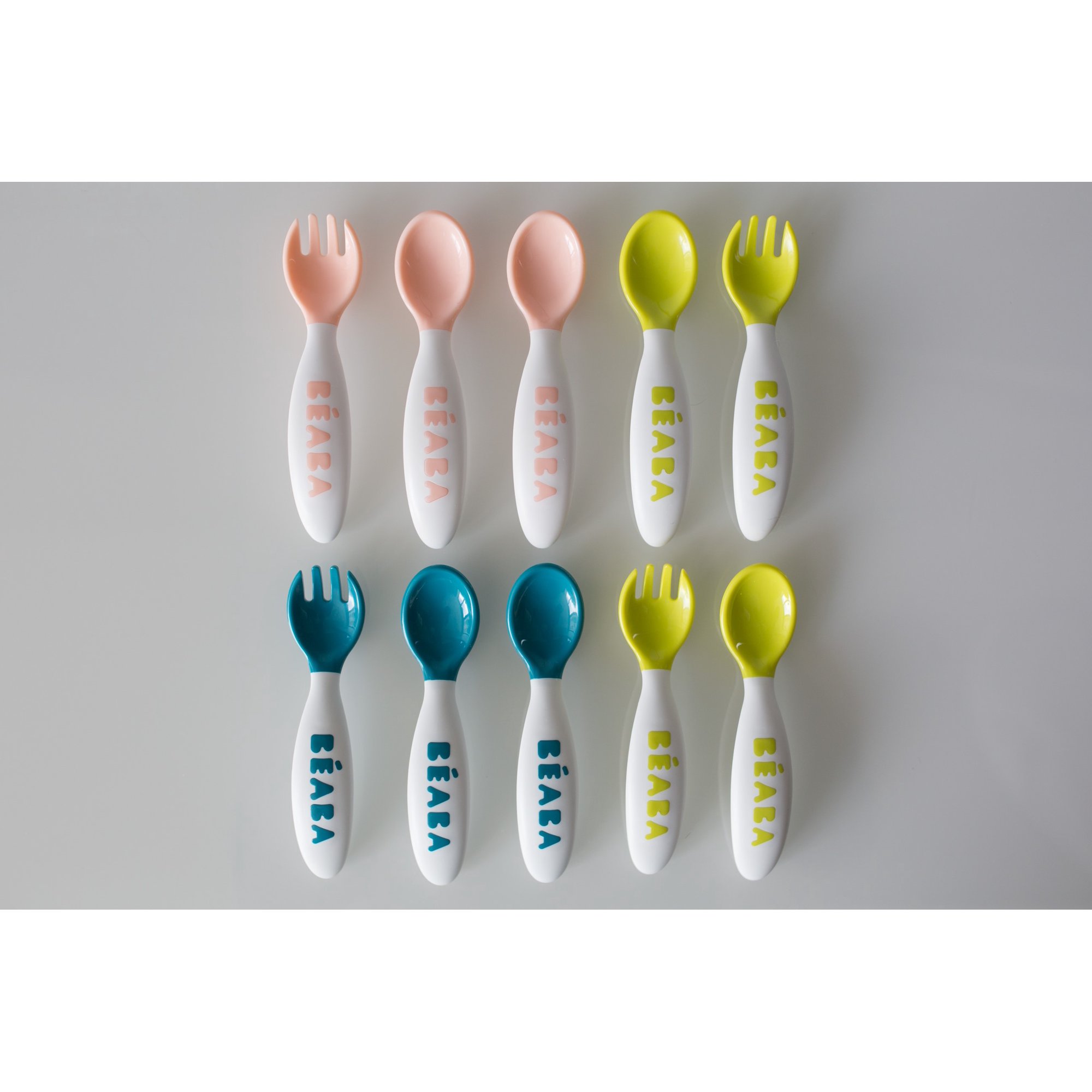 B?ABA 2nd Stage Cutlery, Peacock/Neon, 10 Ct