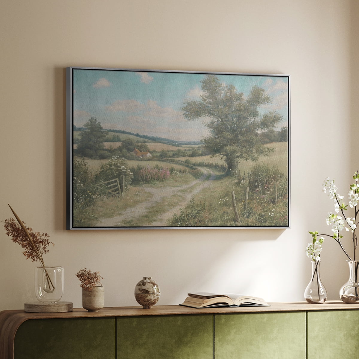 Vintage Landscape-CCL By Wexford Home Framed in Silver Wood Gallery Wrapped Canvas 27 in. x 41 in.