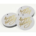 thumbnail image 3 of Inkdotpot 100 Pack Happy Holiday Favor Paper Tags Craft Real Gold Foil Hang Tags, 3 of 6