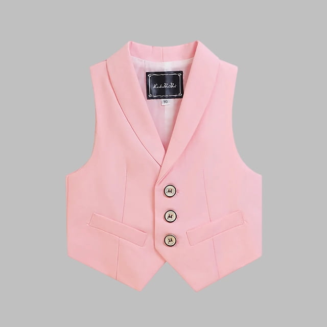 hengsof Boys' Solid Color Sleeveless Button Down Vest, Spring Summer Casual Vest Layered Stylish Button Down Cardigan Versatile Suit Jacket Suitable for Children Aged 2 to 14