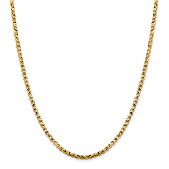 14K Yellow Gold chain Box 20 in 3.6 mm 3.6mm Hollow Round