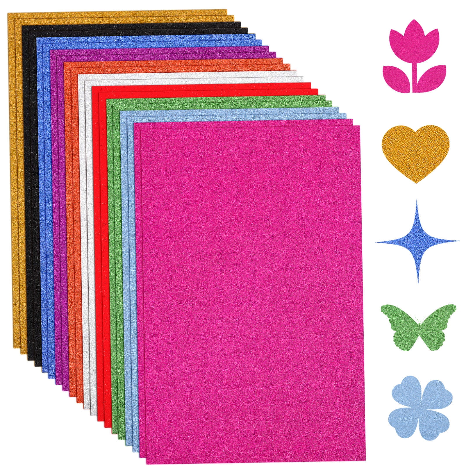 SHOWERORO Glitter Craft Paper 60 Sheets Rectangular Fading Resistant for Cutting and Crafting 11.8x7.9 inches
