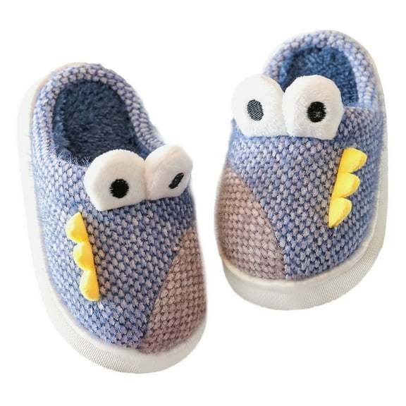 PINQI Unisex Child Soft Sole Slippers Kids Dinosaur Slippers for Girls Boys Slippers Comfy House Slippers Bedroom Home Slippers Winter Warm Indoor Shoes(Blue,2.5-3 Years)
