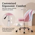 thumbnail image 4 of Homall Home Office Chair Adjustable Vanity Chairs Mid Back Rolling Task Chairs for Bedroom, Living Room or Study, Pink, 4 of 7