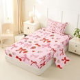 thumbnail image 2 of Erosebridal Girly Pink Ribbon Twin Sheet Sets, Cartoon Strawberry Bedding, 3pcs, 2 of 5