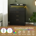 thumbnail image 4 of Pusnapku Fluted 4 Drawers Dresser, 38" Tall Modern Chest of Drawers with Power Outlet,LED Light, Vertical Wood Storage Dresser for Living Room,Bedroom, 4 of 9