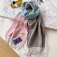 thumbnail image 2 of Bufanda de lana de pashmina con diseño de invierno 100 % cachemira para mujer, chales y envolturas gruesos y cálidos, bufanda con borlas para mujer, 2 of 4