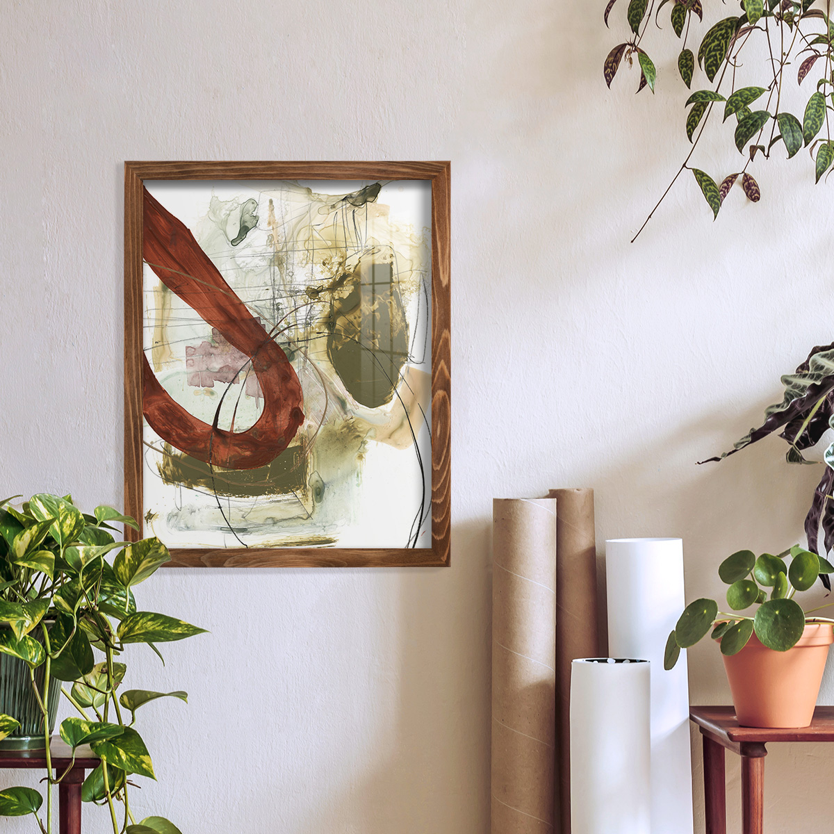Rusted Loops I - Framed Print w/glass - Walnut