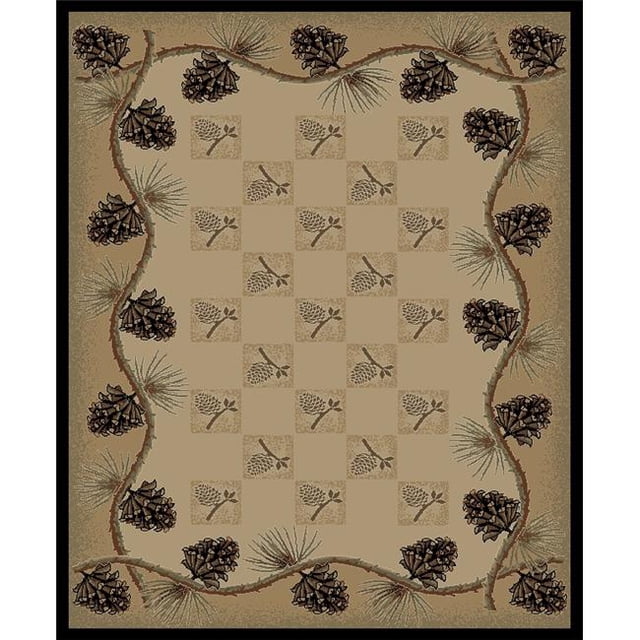 Mayberry Rug LK7261 5X8 5 ft. 3 in. x 7 ft. 7 in. Lodge King Pine Bluff Area Rug, Beige