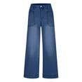 thumbnail image 5 of Yourumao Baggy Jeans for Women Elastic Waist Wide Leg Jeans Wash Retro Straight Leg Denim Pants Summer Streetwear Jeans with Pocket, 5 of 8