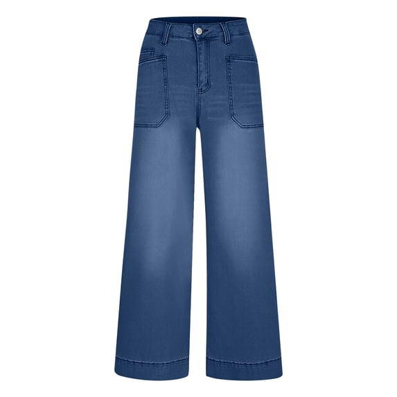Happyyee Women's Jean Casual Loose Straight Wide Leg Trousers 2026 Fashion Versatile Denim Pants Streetwear,Blue,XL