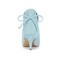 thumbnail image 6 of BLISSFUL STEP Women's Ankle Boots Pointed Toe Kitten Heel Faux Suede Dress Side Zipper Boots  Sky Blue 6, 6 of 8