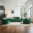 thumbnail image 6 of Luxury Retro Velvet Sofa Couch for Living Room, 40" Comfy Upholstered Armchair with Gold Metal Legs and Pillow, Curved Sectional Sofa Chair for Bedroom Office Apartment Green, 6 of 7