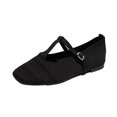 thumbnail image 3 of Willtoo Mary Jane Shoes Women Square Toe Knit Breathable T-Strap Buckle Slip On Walking Shoes Lightweight Comfort Casual Ballet Flats, 3 of 6