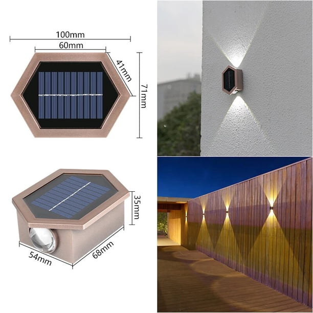Luz Solar Hexagonal de pared para exteriores, lámparas LED impermeables para cubierta, valla, porche, Patio, jardín, 2023
