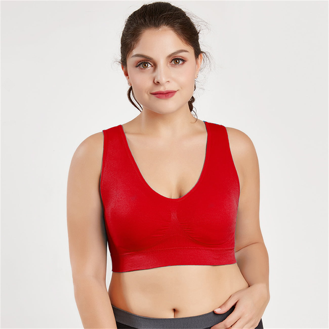 Women's Pure Comfort Plus Size Bras Size 4xl-6xl, T-shirt Bra Women Bra  Full Coverage,wireless Bra with Removable Padding,Rose Red,5XL 