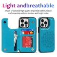 thumbnail image 2 of Dteck Embossed Flower Pattern Wallet Case for iPhone 13 Pro Max,Magnetic Leather Card Slots Women Girl Case Shockproof Kickstand Flip Cover for iPhone 13 Pro Max,Blue, 2 of 8