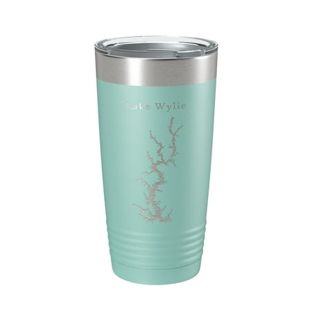

Lake Wylie Map Tumbler Travel Mug Insulated Laser Engraved Coffee Cup Charlotte North South Carolina 20 oz Teal