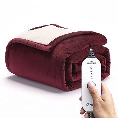 Sunbeam Royal Mink Sherpa Cabernet Heated Throw (Used) - Walmart.com