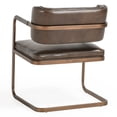 thumbnail image 4 of Benjara Fond 25 Inch Dining Chair, Open Back, Brown Real Leather Cantilever, Iron, 4 of 5