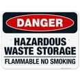 thumbnail image 1 of Danger Hazardous Waste Storage Flammable No Smoking Sign, OSHA Danger Sign, 18x24 Reflective Aluminum EGP, 1 of 1