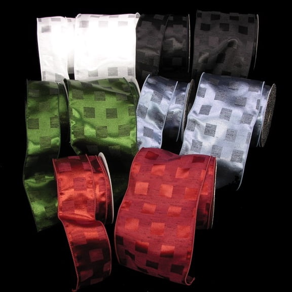 The Ribbon People White Checked Squares Wired Craft Ribbon 5" x 20 Yards