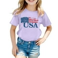 thumbnail image 3 of Hiijoy Girl's Independence Day T Shirt Americana Short Sleeve Crewneck T-Shirt, Sizes 3-13, 3 of 3