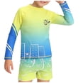 thumbnail image 1 of Tauxra Boys Long Sleeve Swim Set Upf 50 Plus Rash Guard, 3 Piece Swimsuit with Swim Trunks and Cap for Men, Quick Dry Bathing Suit with Bear Print and Food Pattern, 1 of 9