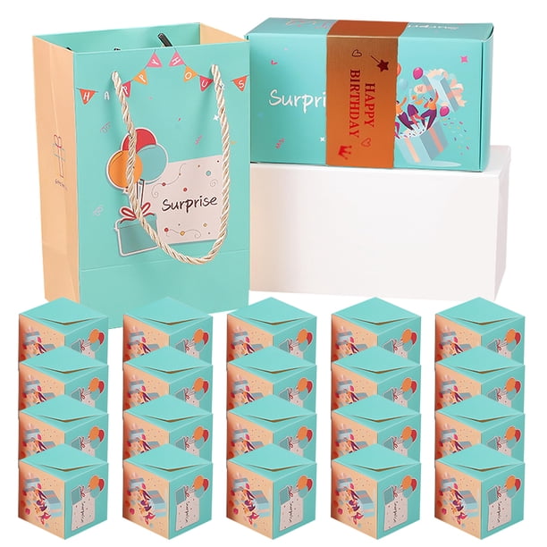 (Observaciones: Azul HAPPY BIRTHDY 20 Cajas Que Rebotan + Cajas Regalo + Bolsas Regalo) Caja Que Rebota Sorpresa Caja Regalo Creativa Cumpleaños Caja Que Rebota Plegable (20 Piezas Azul)