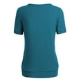 thumbnail image 2 of Made by Johnny Women's Scoop Neck Short Sleeve Pleated Front Blouse Tunic Top XXL TEAL, 2 of 6