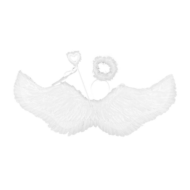Conjunto de alas de ángel y halo, accesorios para disfraces de ángel, accesorios de disfraces, ala de plumas blancas para cosplay, fotografía, juegos 35cmx65cm Salvador Dali ala del ángel