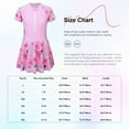 thumbnail image 7 of iiniim Kids Girls One-Piece Swimwear Short Sleeve Floral Swim Dress Ruffle Skirt 5-12 Pink 9-10, 7 of 7