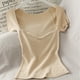 thumbnail image 3 of Txlixc - Camisetas básicas de punto acanalado para mujer, camisetas de manga corta ajustadas de verano Txlixc  Sexy, 3 of 7