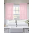 thumbnail image 5 of Pink Geometric Sheer Curtains 45 Inch Length 2 Panels Set Window Treatments, Modern Minimalism Solid Color Striped Rod Pocket Semi Curtains for Living Room/Bedroom/Kitchen Décor, 104"W x 45"L, 5 of 7