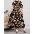 thumbnail image 7 of XCHQRTI Women's Plus Size Boho Dress Belted Layered Summer Chiffon V Neck Dresses, 7 of 7