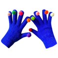 thumbnail image 3 of Dyfzdhu Fall Winter Colorful Hairball Gloves Womens Cute Cold Warm Riding Woolen Knitted Gloves Blue, 3 of 3