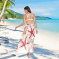 thumbnail image 7 of FORMRS Womens Long Sarong Beach Wrap Semi-Sheer Bikini Skirt Bathing Swimsuit Cover Up, Beige Starfish, 7 of 7