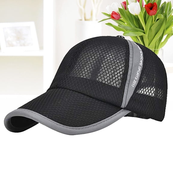 ROMANSENTIAL Breathable Black Baseball Cap with Quick Dry Fabric and Sweat Absorbing Mesh