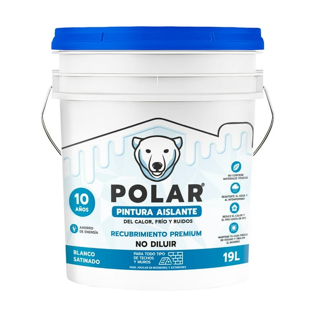 Polar Pintura Super Aislante 40m2 a dos manos Frío/Calor/Ruidos Blanco Satinado 19L