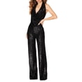 thumbnail image 7 of Ankishi Halter Jumpsuits for Women Deep V Sleeveless Sequin Wide Leg Pants Cowl Neck Rompers for Night Club, 7 of 7