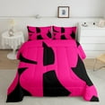 thumbnail image 2 of Manfei Neon Geometric Bedding Queen Comforter Set,Modern Abstract Art Down Comforter,Hotpink Black Bedding Sets Queen with Comforter,Microfiber Room Decoration Reversible,3 Pieces, 2 of 8