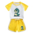 thumbnail image 2 of ATOGUTA Size 1-12 Years Clothes Boys Kids Short Sleeve Top T-Shirt & Shorts Dinosaur Clothing Sets Yellow, 2 of 5