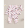 thumbnail image 4 of Suealasg Infant Baby Girls Fall Clothes Long Sleeve Cherry Print Jumpsuits Headband 3 6 9 12 18 Months Newborn Girls Romper Bodysuit, 4 of 7