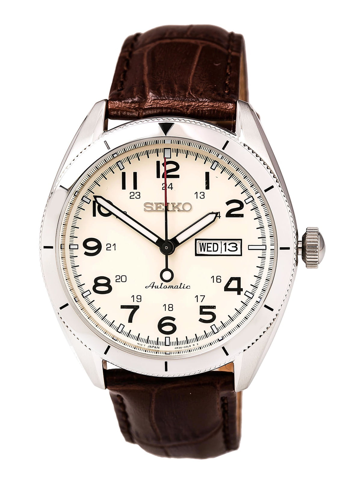 Seiko Men's SRP713 Core Beige Dial Brown Leather strap Power Reserve ...
