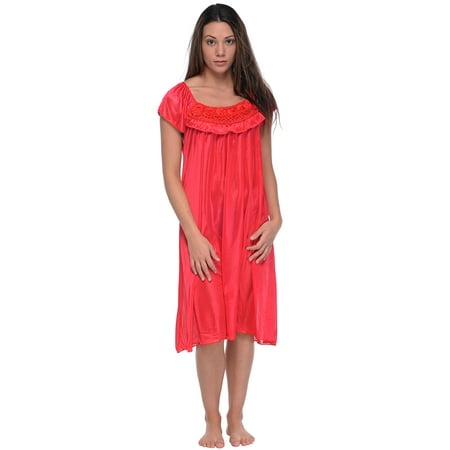 

Casual Nights Women s Cap Sleeve Flower Silky Tricot Nightgown