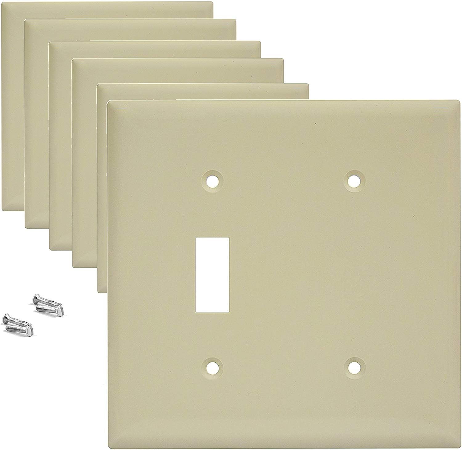 Pack of 6 Wall Plate Outlet Switch Covers by SleekLighting Decorative Plastic Ivory Look