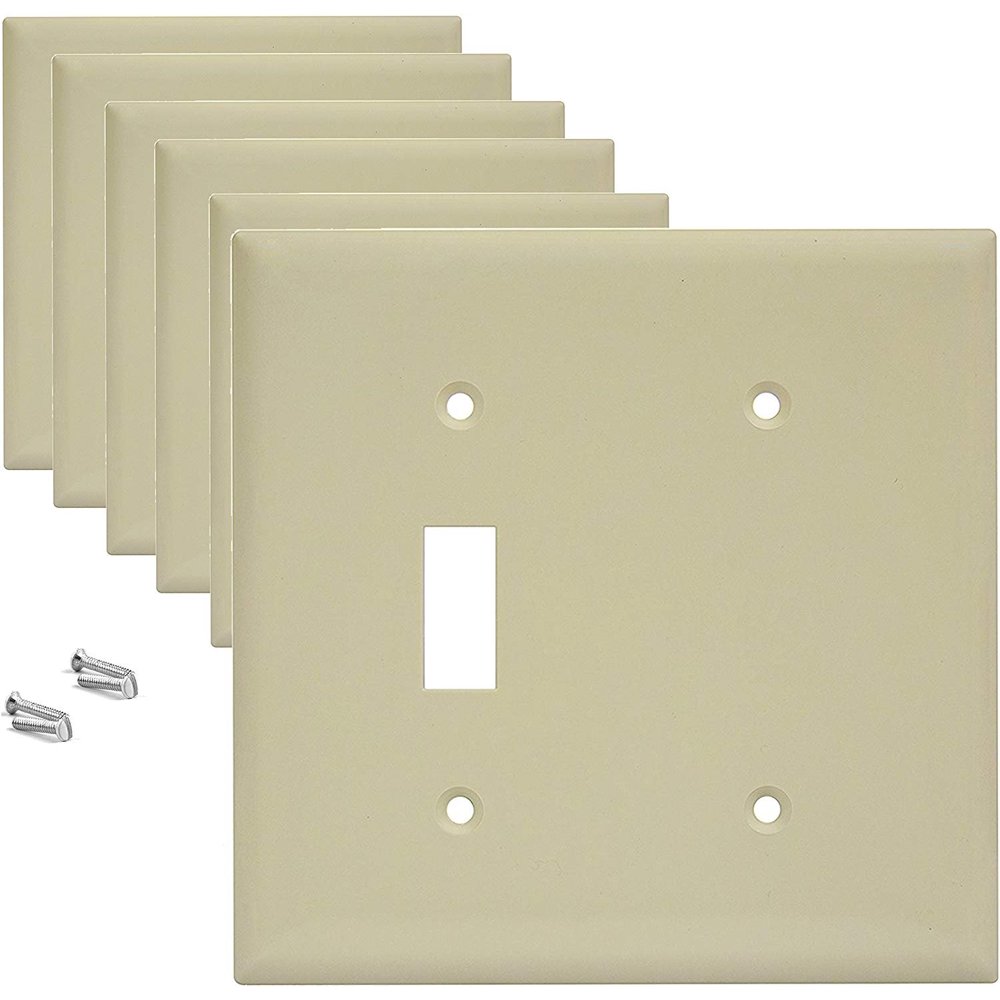 Sleeklighting 6 Pack Plastic Ivory Look Outlet Covers Blank/Toggle