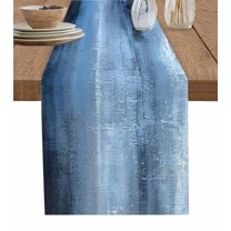 Modern Blue Table Runner-Cotton Linen- 48 Inch Holiday Dresser Scarves, Abstract Minimalist Street Art Modern Paint Tablerunner for Kitchen Coffee/Dining Bedroom Living Room Dinner Scarf Décor 13x48