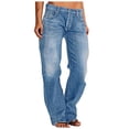 thumbnail image 2 of YueHuiYing Wide Leg Jeans for Women Trendy High Waisted Stretchy Denim Pants 90s Baggy Jeans Trouser Jeans with Pockets Blue XS, 2 of 5